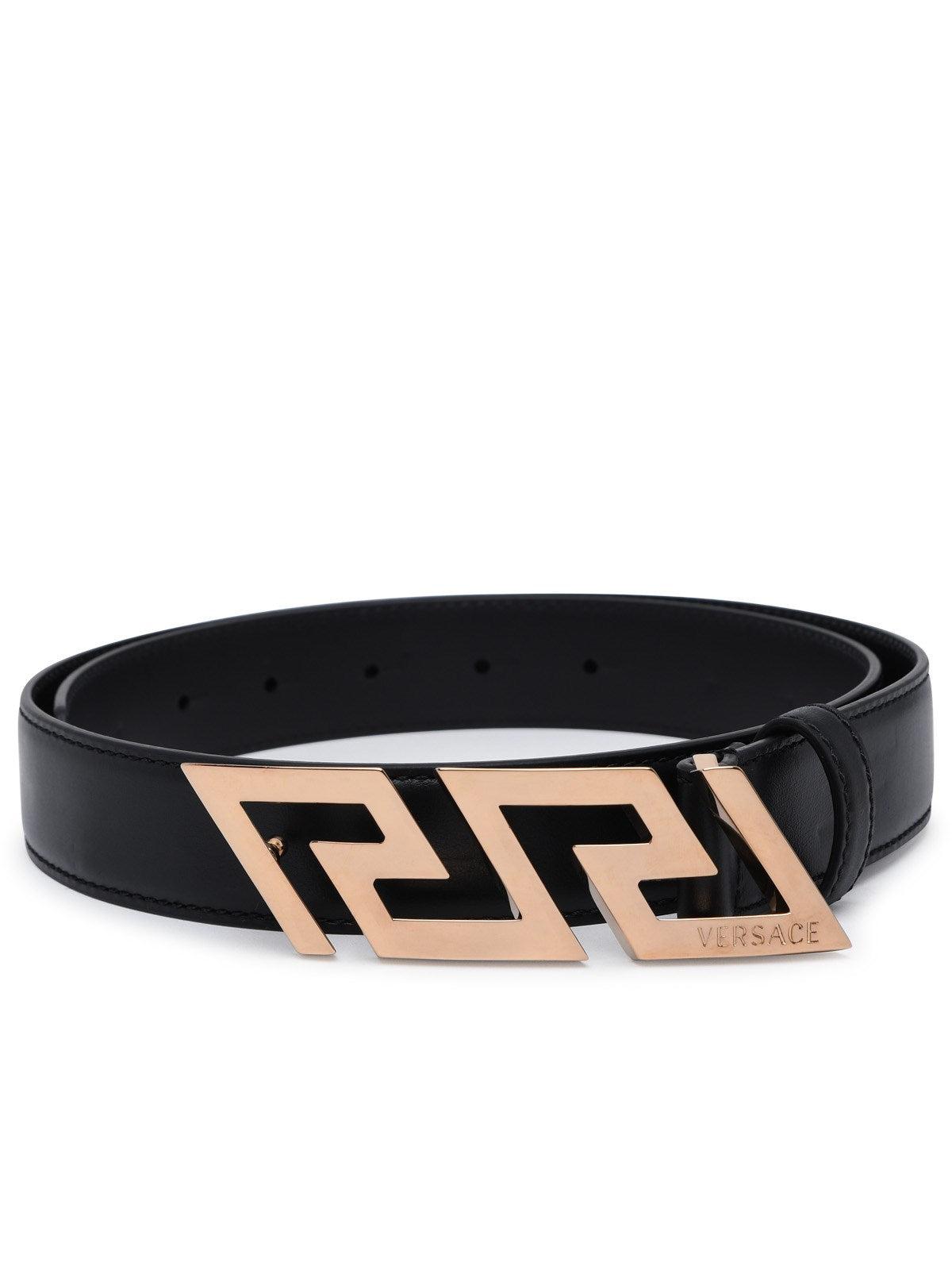 Versace Black Leather La Greca Belt for 