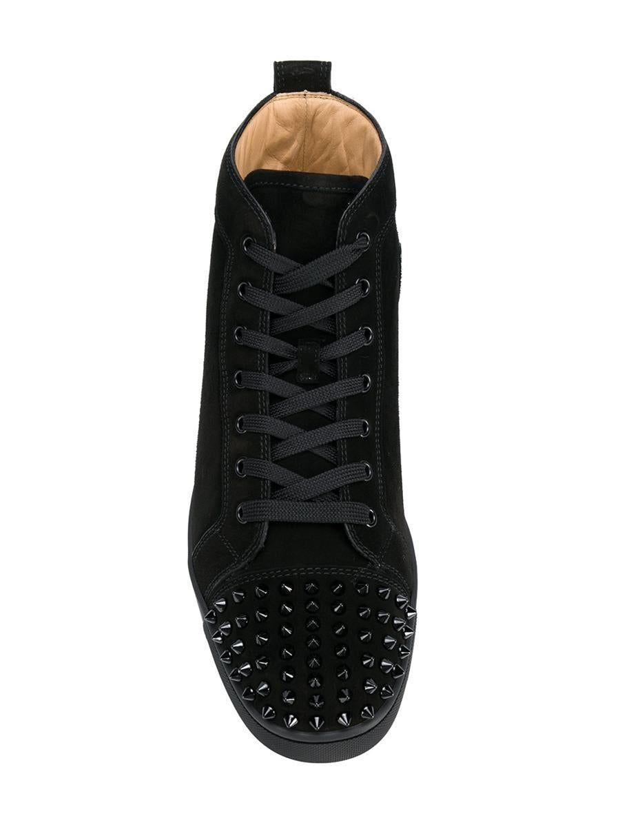 Christian Louboutin black Lou Spikes Suede Sneakers