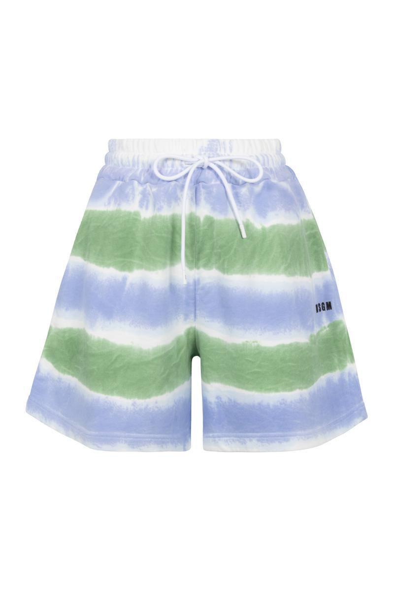 ショーツ MSGM TIE-DYE PRINTED COTTON SHORTS WITH PINCES MSGM Tie Dye Shorts for Women | Lyst
