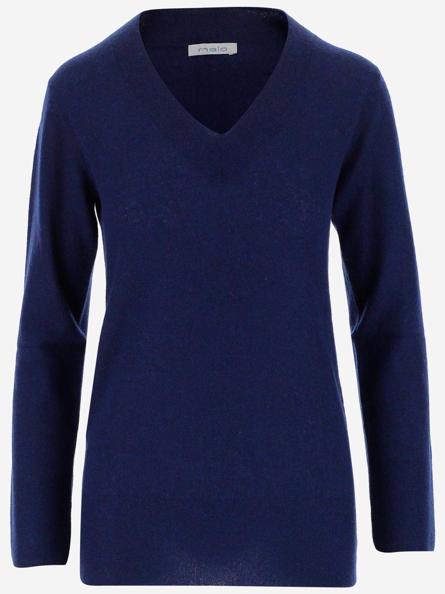 Malo Cashmere Blend V-neck Pullover in Blue | Lyst
