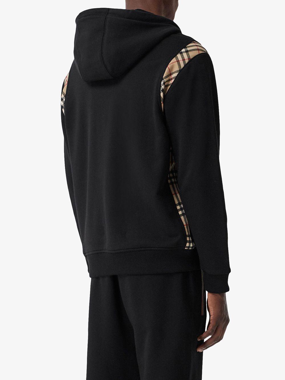 Burberry Vintage Check Panel Cotton Hoodie in Black for Men | Lyst