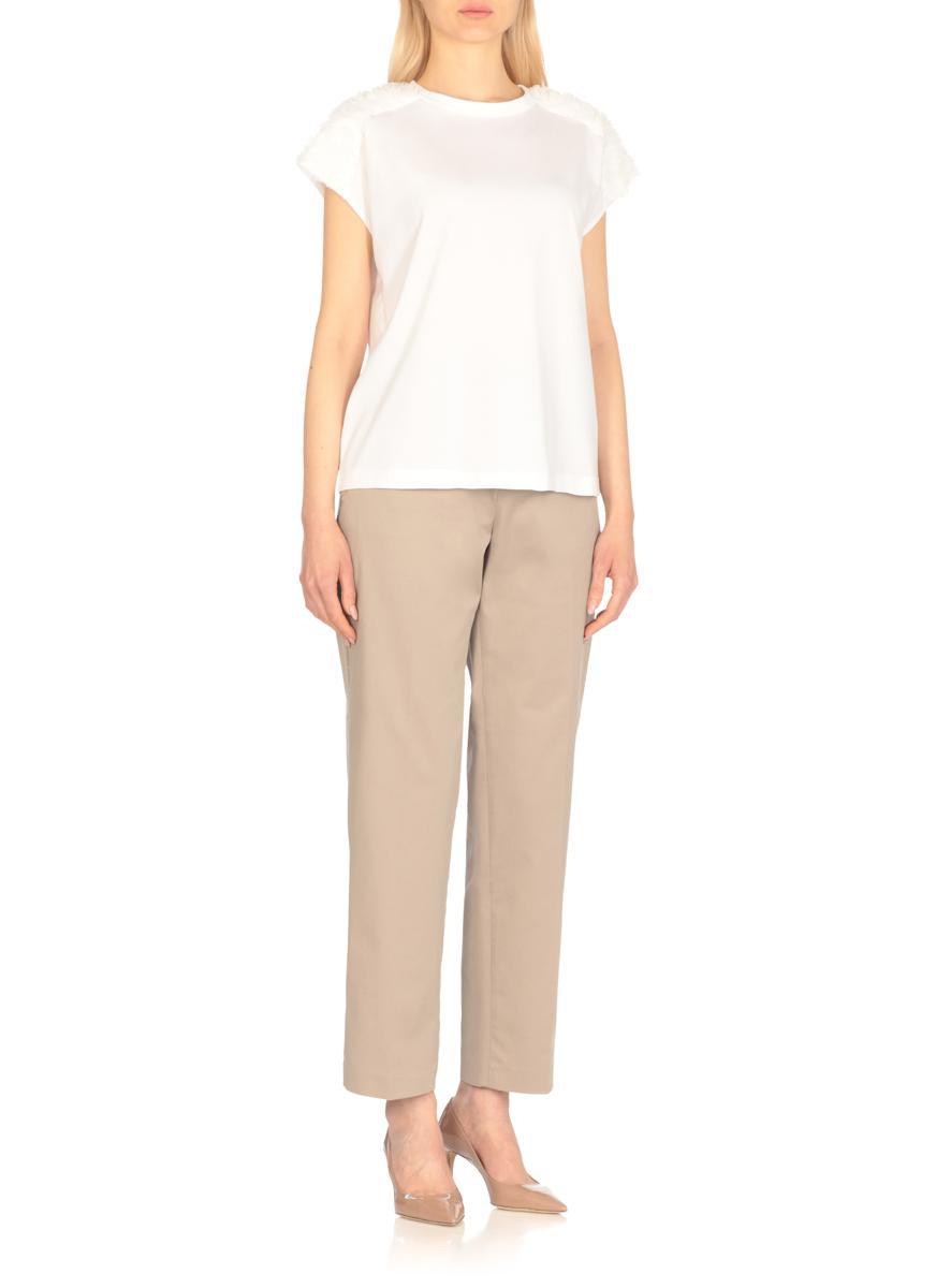 Tシャツ・カットソー Fabiana Filippi White T-Shirt With Tulle Details Fabiana Filippi T-Shirt With Tulle Details in White | Lyst