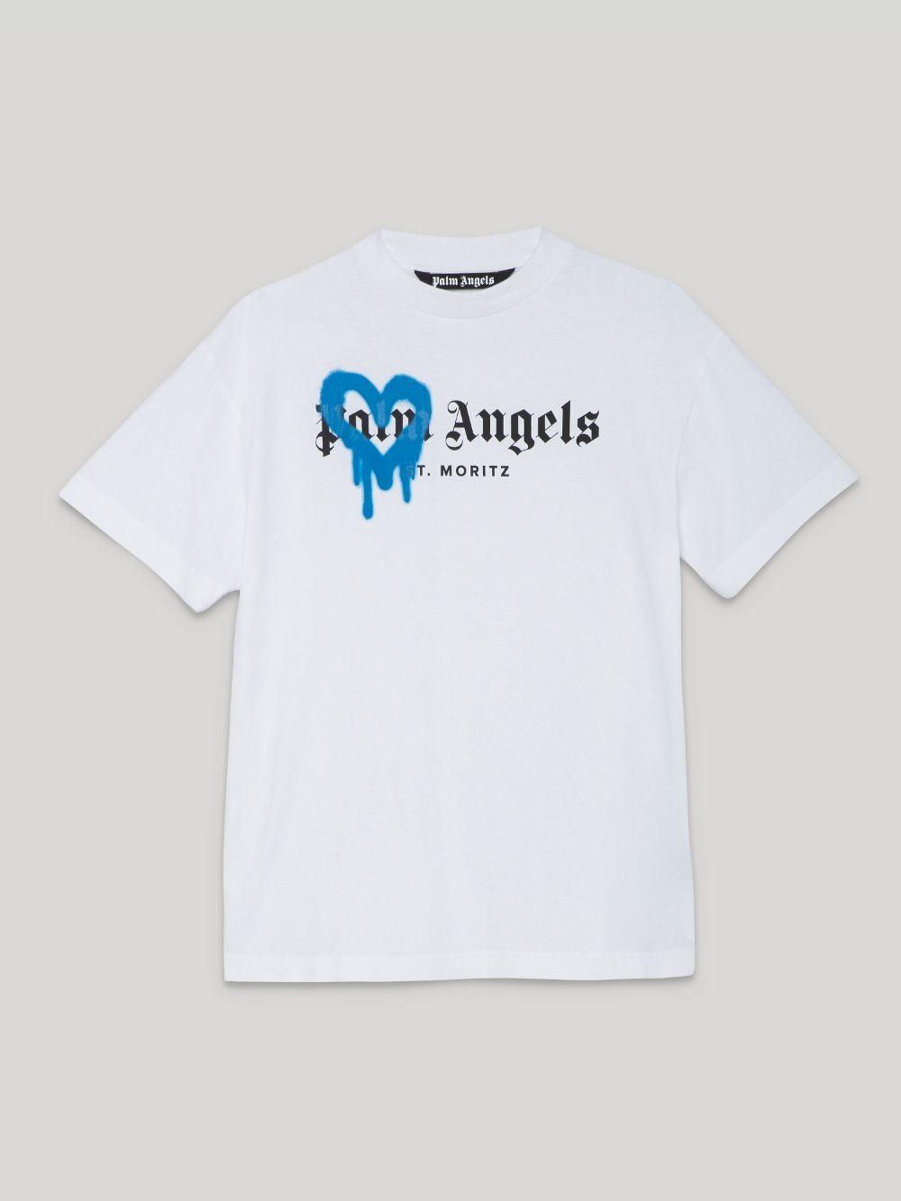 Palm Angels Preload St Moritz Heart Sprayed T-shirt in White for Men