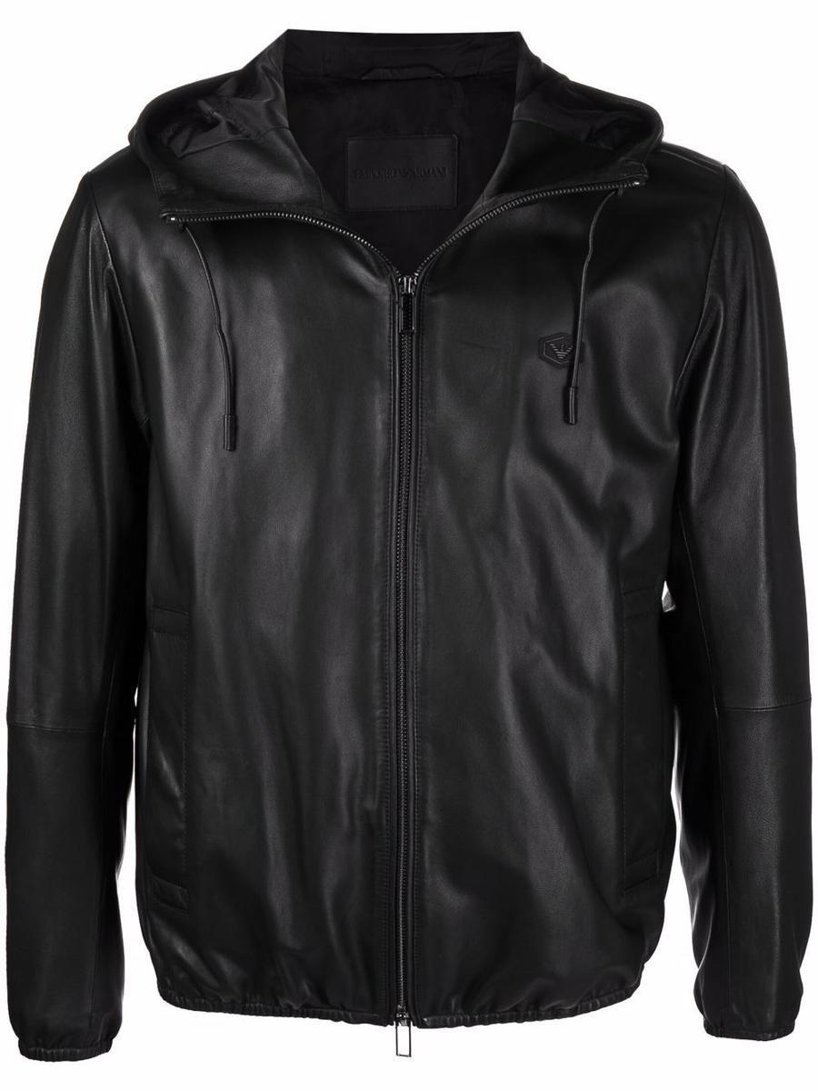 Emporio Armani Leather Blouson Jacket in Black for Men | Lyst
