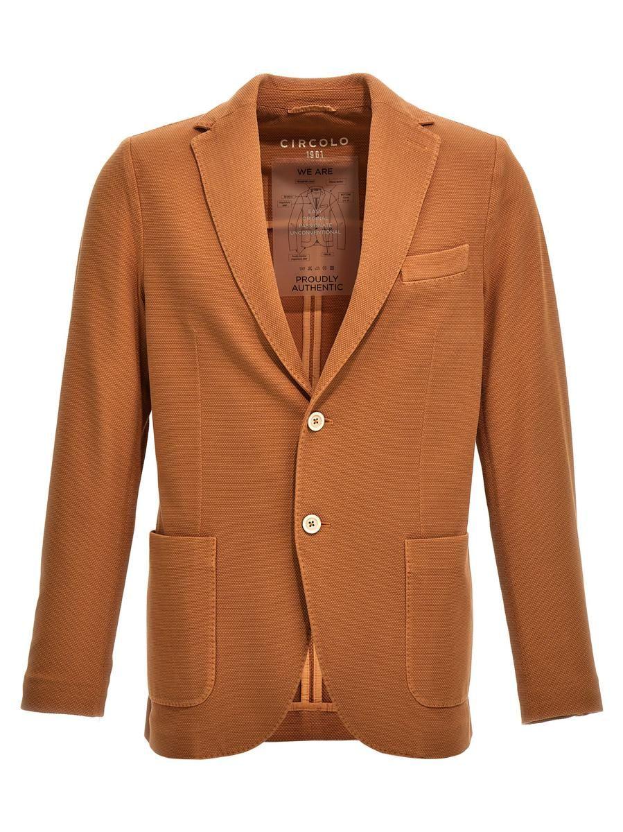 Circolo 1901 Oxford Single Breast Blazer Jacket in Brown for Men | Lyst