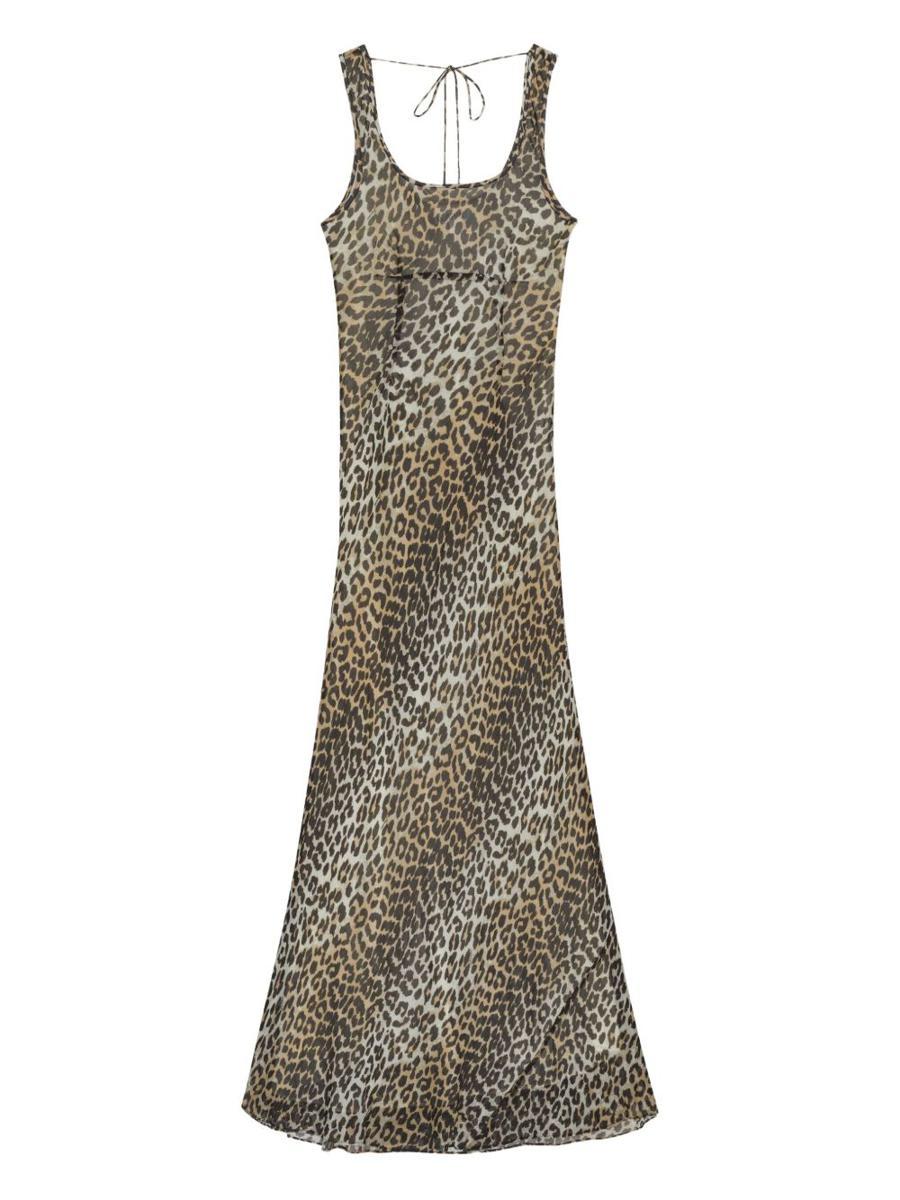 ワンピース Ganni Leopard dress Leopard Leopard Printed Denim Mini Dress | GANNI UK