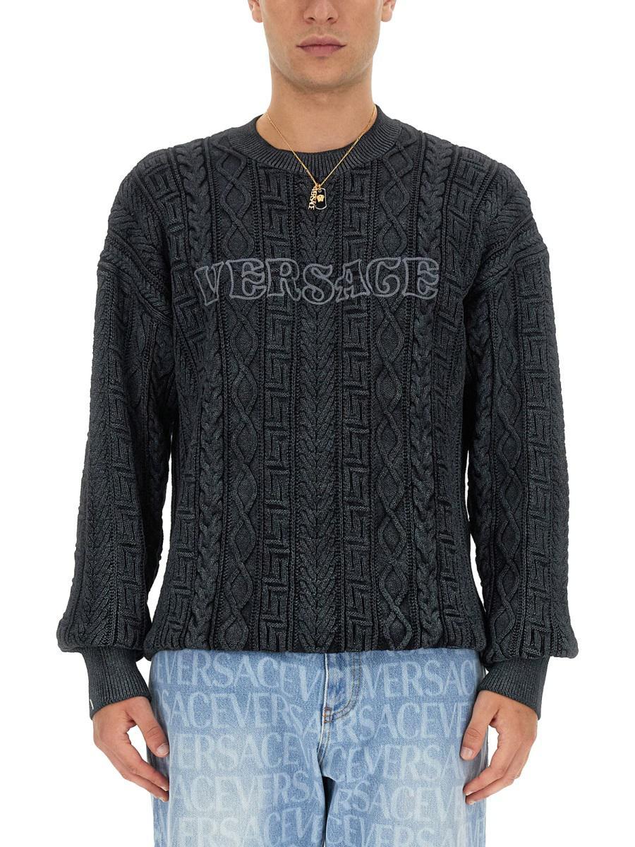 【送料&関税込】Versace Knit With Greek Braid Work Versace V-neck sweaters for Men | Online Sale up to 71% off