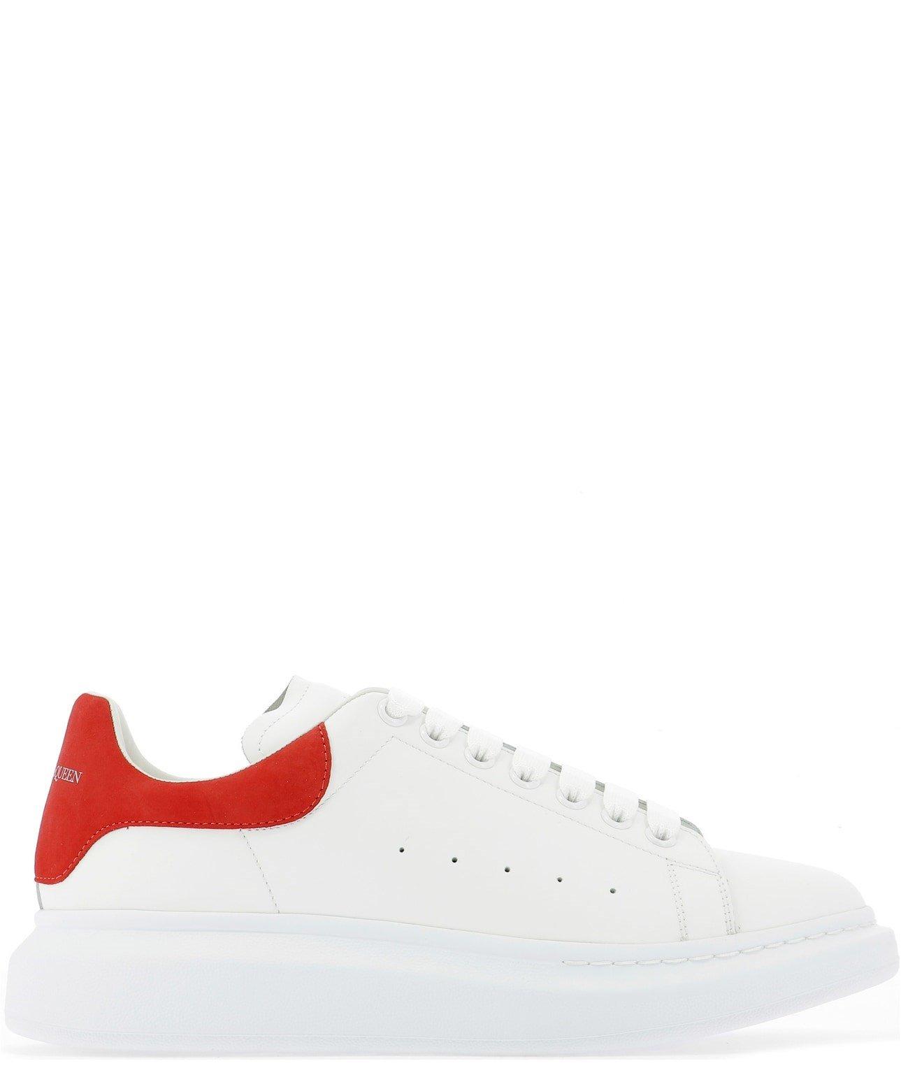 white trainers with red back