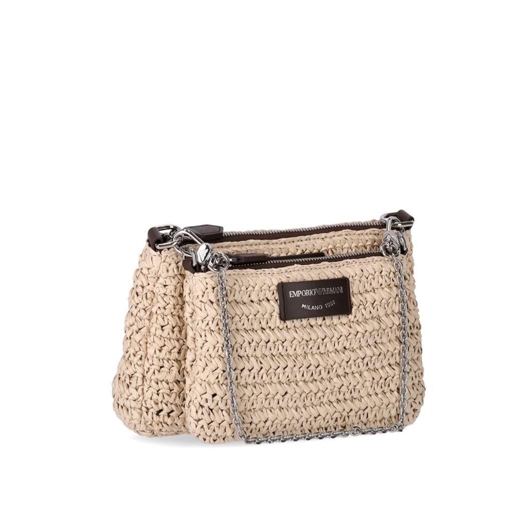 Armani Beige Crossbody Bag With Chain in Natural | Lyst