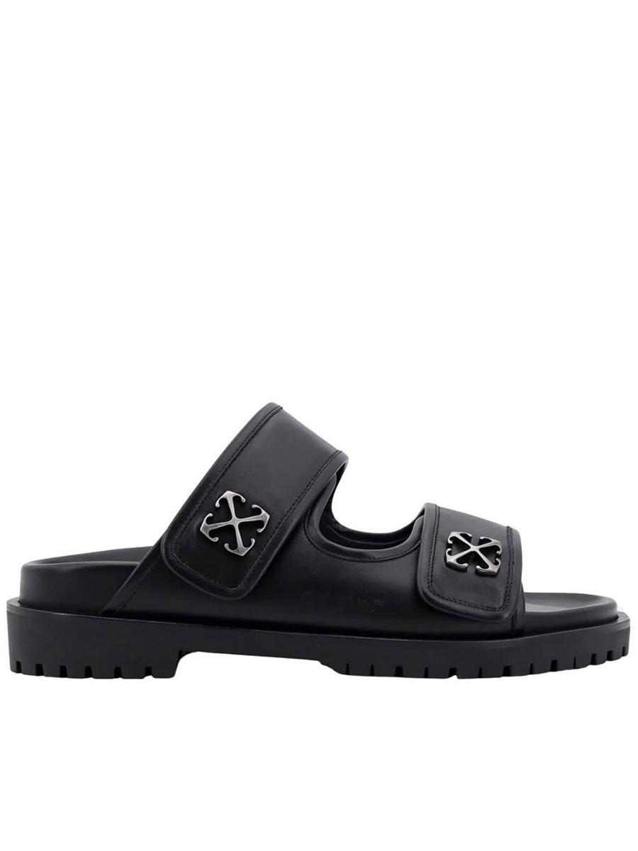 Off White c o Virgil Abloh Arrows motif Leather Sandals in Black for Men Lyst