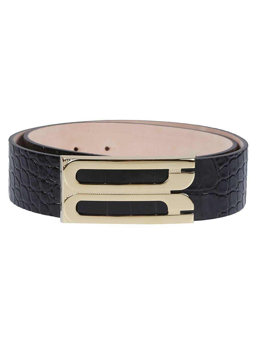 ベルト VICTORIA VICTORIA BECKHAM Woman Belt Grey Jumbo Frame Belt In Dove Grey Grained Leather – Victoria
