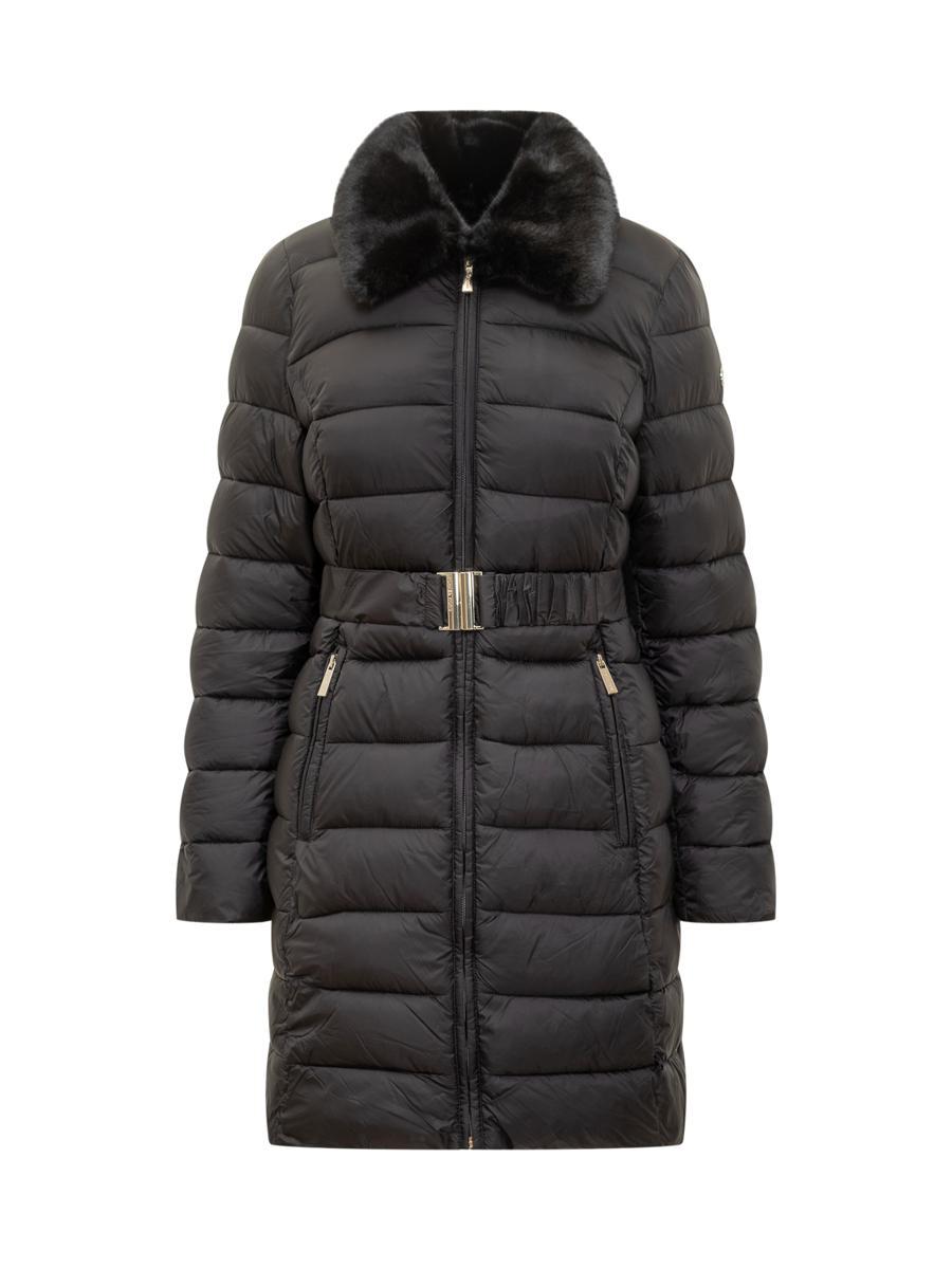 Faux Fur Trim Michael Kors Black Down Jacket Fur Collar Quilted