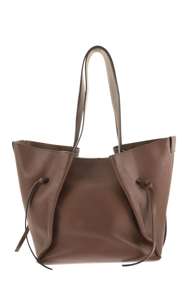 Brown leather shopper clearance tote