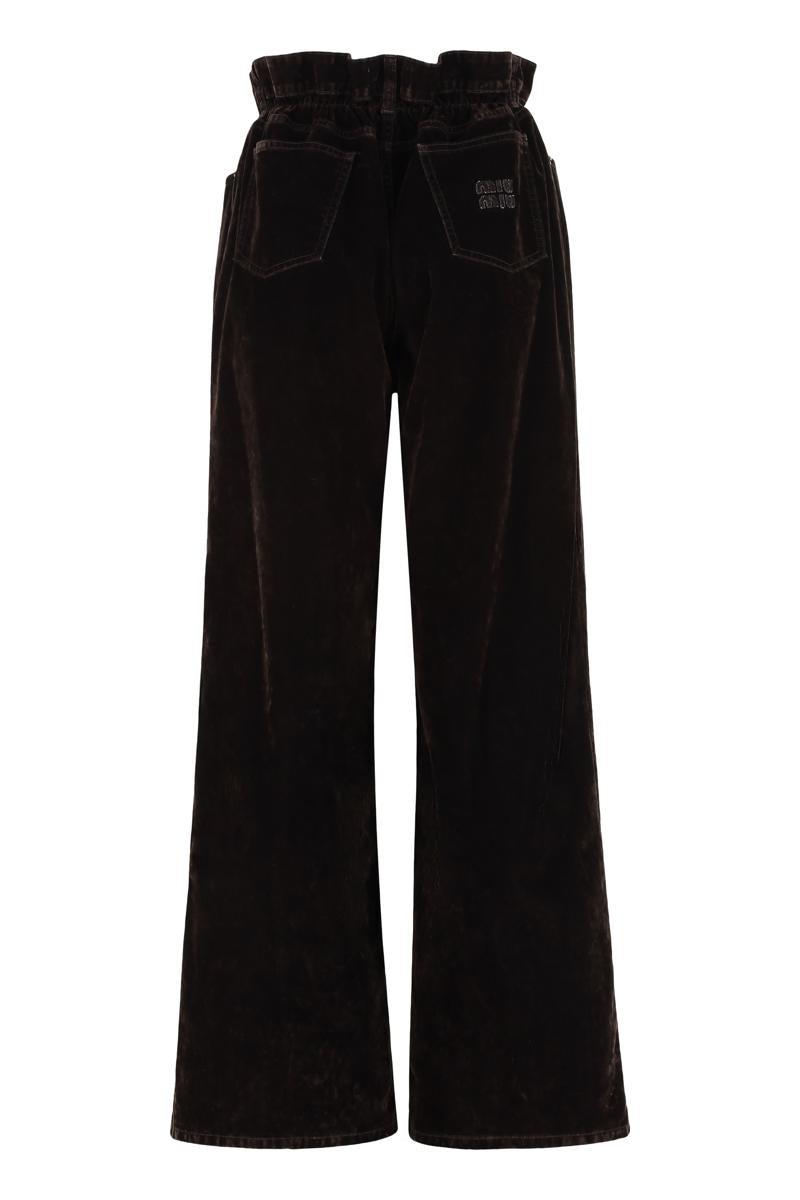 【関税&送料込】Miu Miu Dark Brown Velvet Wide-Leg Pant Miu Miu Wide-leg and palazzo pants for Women | Online Sale