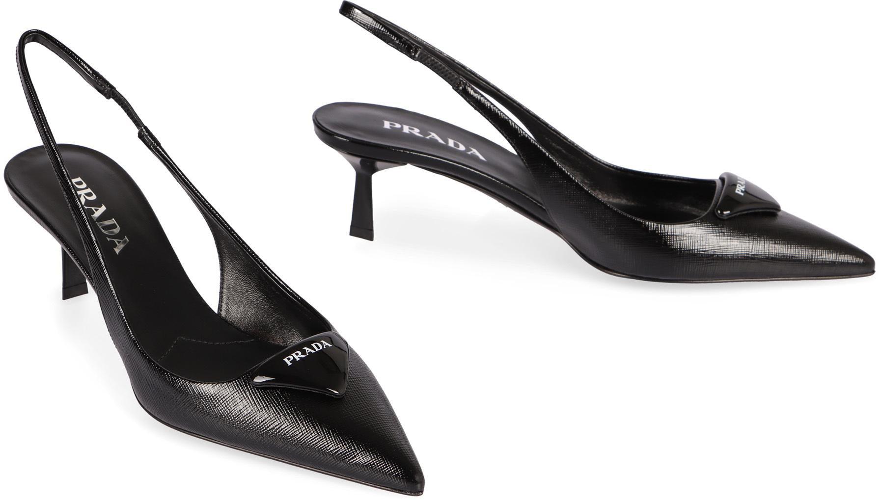 Prada logo bow pointy toe pump hotsell