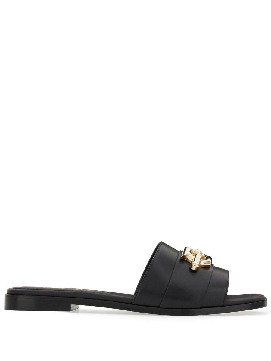Ferragamo slides black and gold sales
