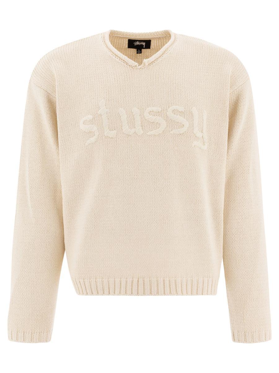 トップス stussy EMBROIDERED V-NECK LOGO SWEATER Stussy Embroidered V-Neck Logo Sweater - POIZON