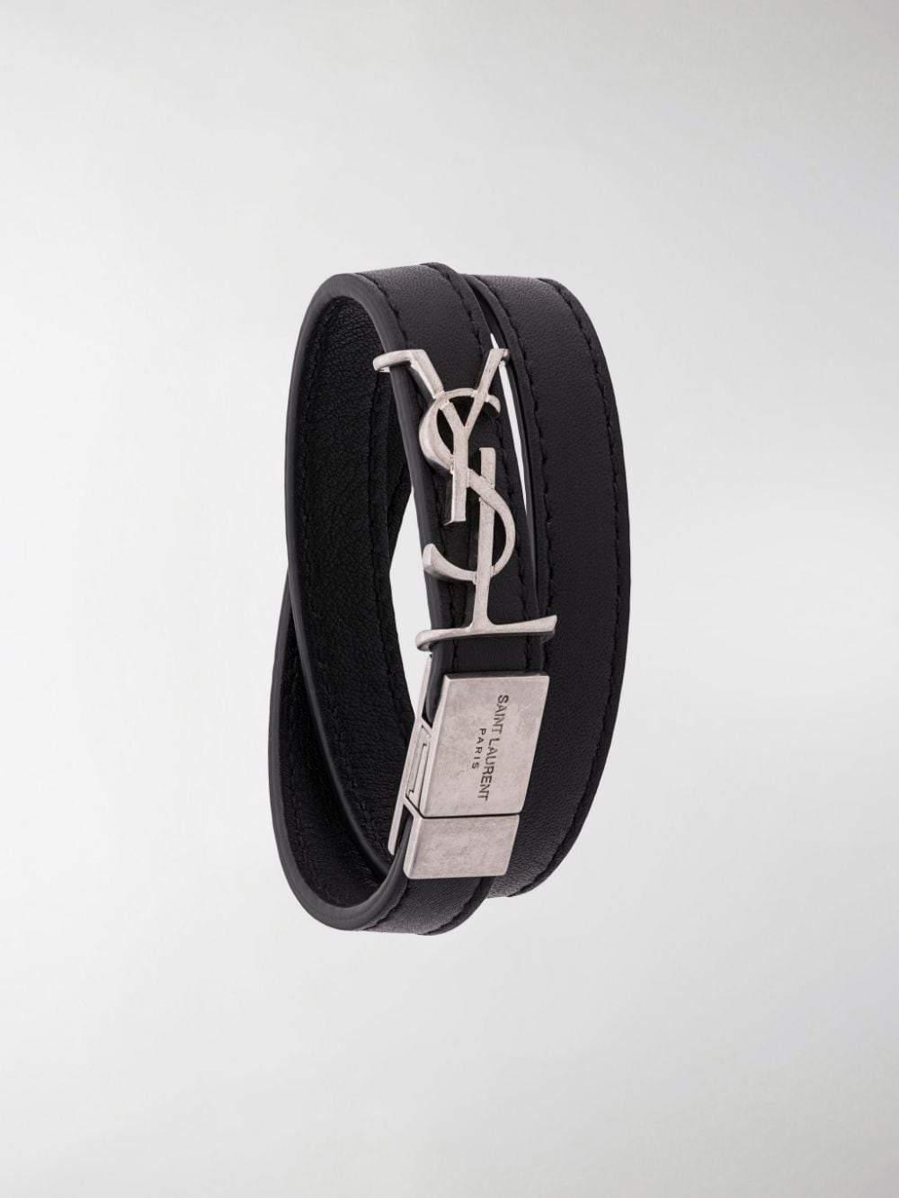 Saint Laurent Opyum Double Wrap Leather Bracelet in Black - Save 36% - Lyst