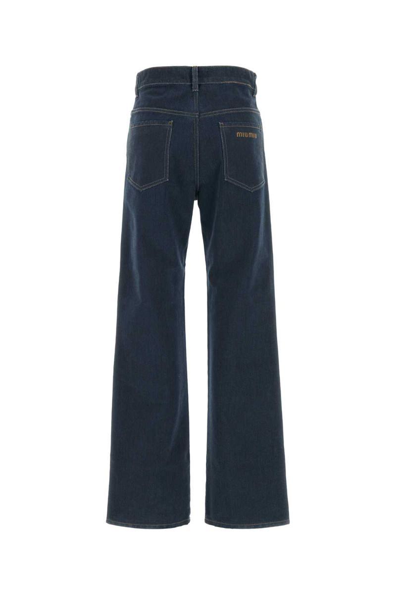 デニム・ジーパン Miu Miu Jeans with leather inserts denim and leather jeans