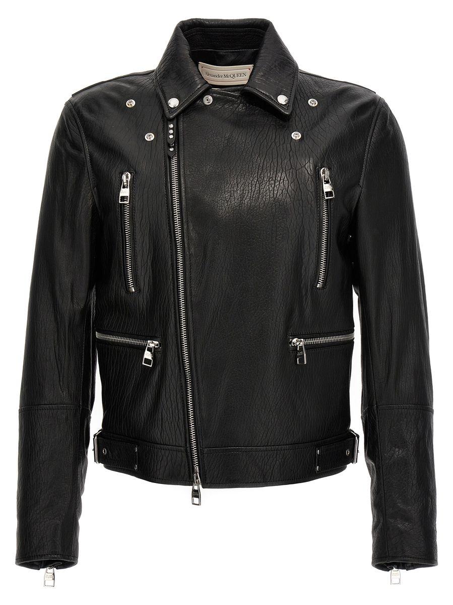 Alexander McQueen Texture Leather Jacket in Black for Men Lyst