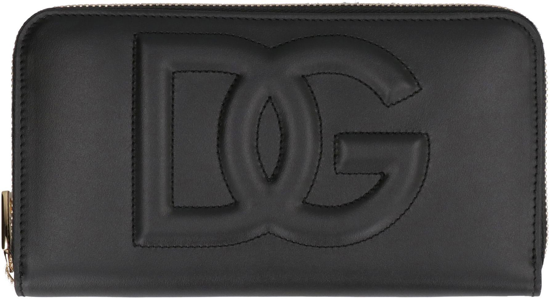 Dolce & Gabbana Dg Logo Leather Zip-around Wallet in Gray