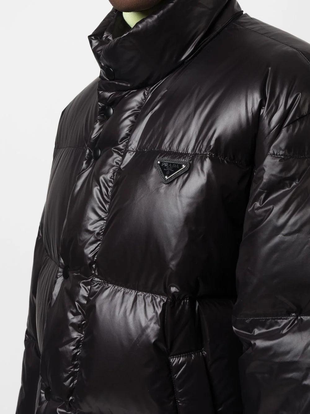 Mens Clothing Coats Short coats Prada Goose Logo-plaque Padded Coat in Black for Men 
