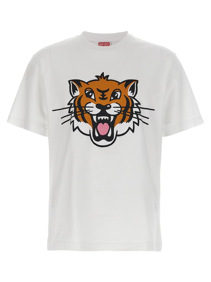 KENZO ケンゾー White T-Shirt with Happy Tiger Print Tシャツ KENZO Happy Tiger' T-shirt in cotton | Men's | KENZO