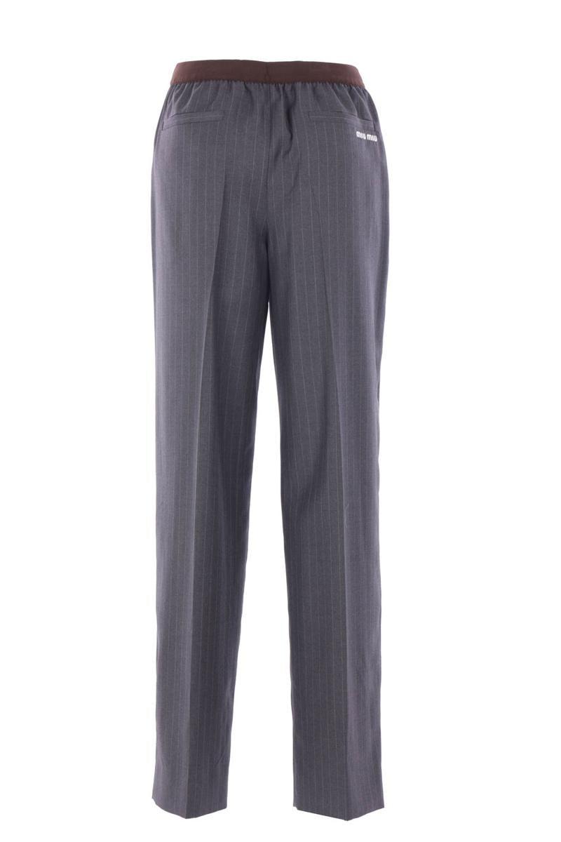 パンツ Miu Miu Pinstriped Wool Trousers With Elasti Miu Miu Pinstripe Trousers, Size 50 IT