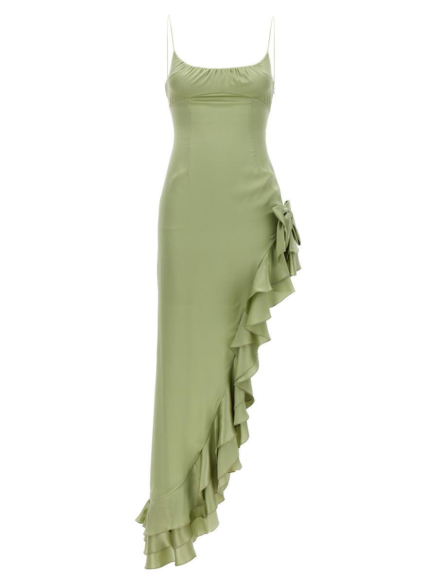 Alessandra Rich Dress Long Ruffles Bow Dresses in Green Lyst