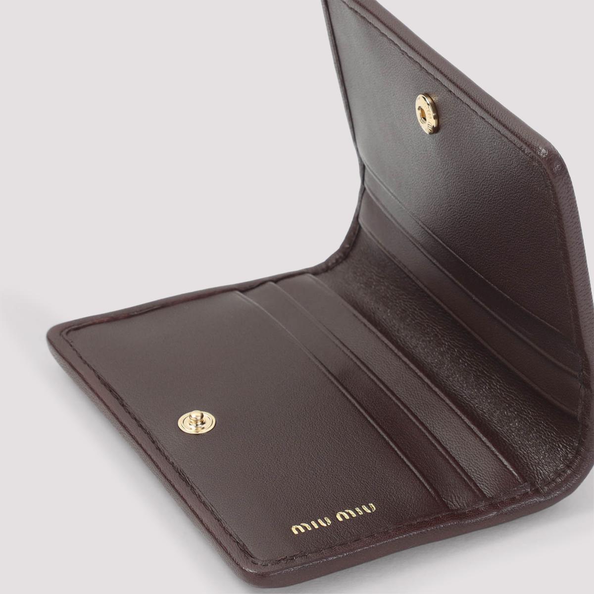 財布・小物その他 Miu Miu Brown Lamb Leather Card Case Miu Miu Lamb Leather Card Case in Brown | Lyst