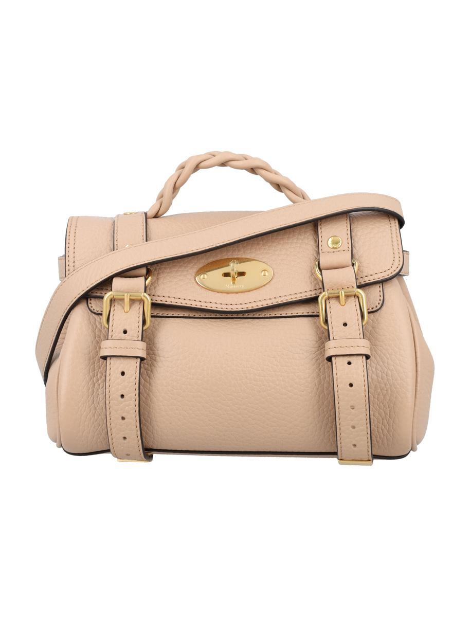 Mulberry Mini Alexa Leather Shoulder Bag With Braided Handle And Postman S Lock in Natural Lyst