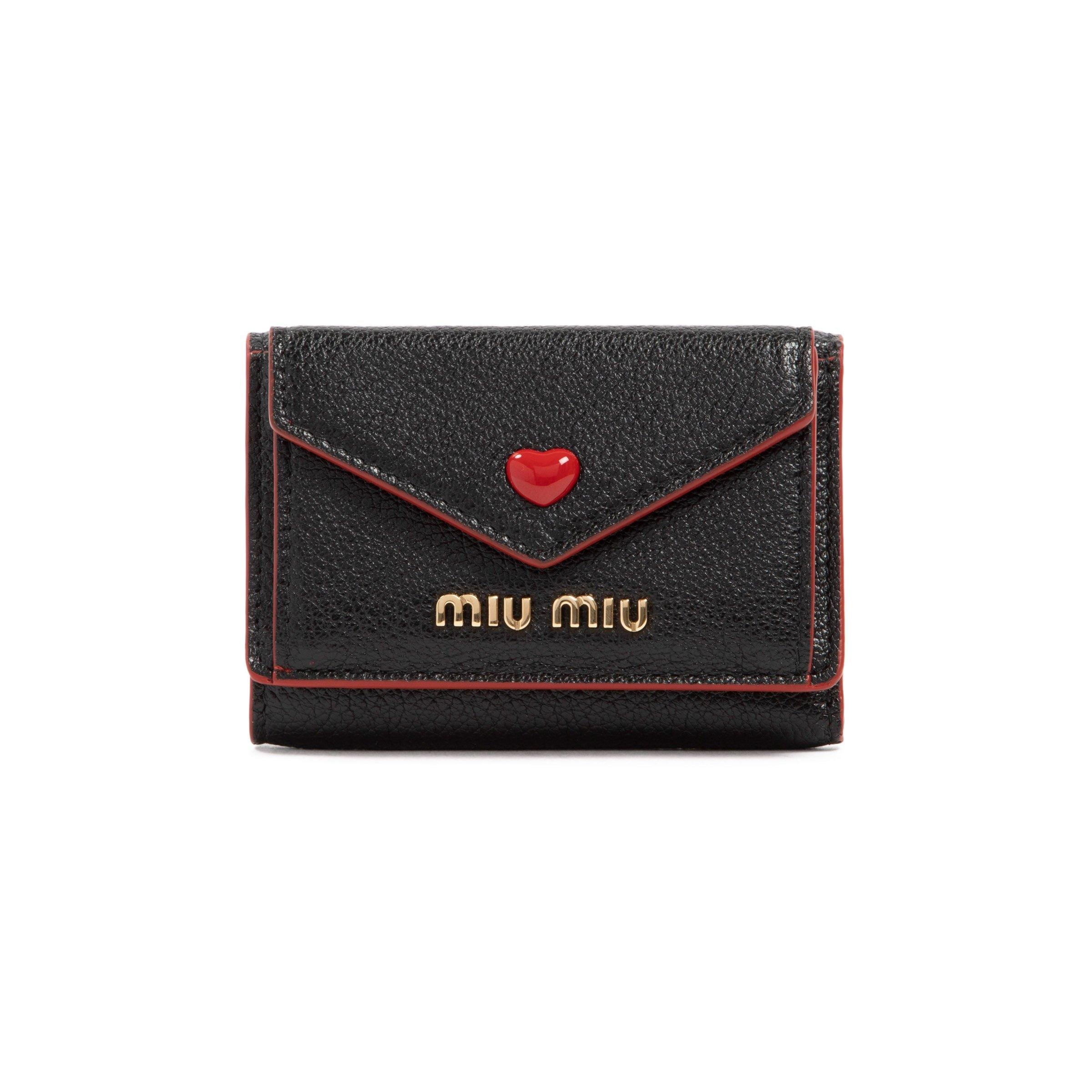 Miu Miu Logo Heart Coin Purse in Red