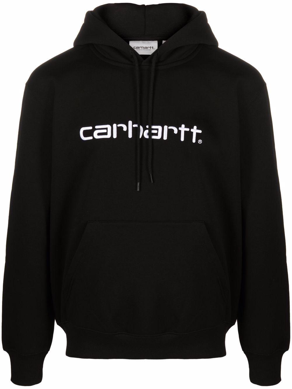 Carhartt WIP Logo Print Hoodie in Black for Men | Lyst