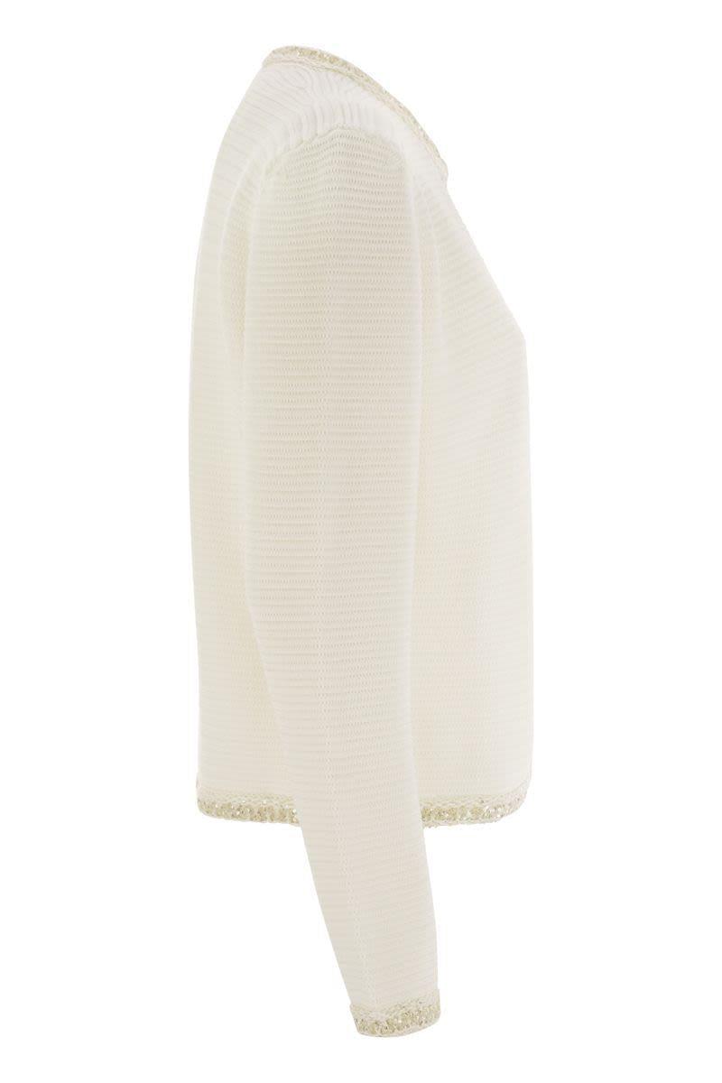 スーツ FABIANA FILIPPI Cotton collarless cardigan Fabiana Filippi Cotton Collarless Cardigan in Natural | Lyst