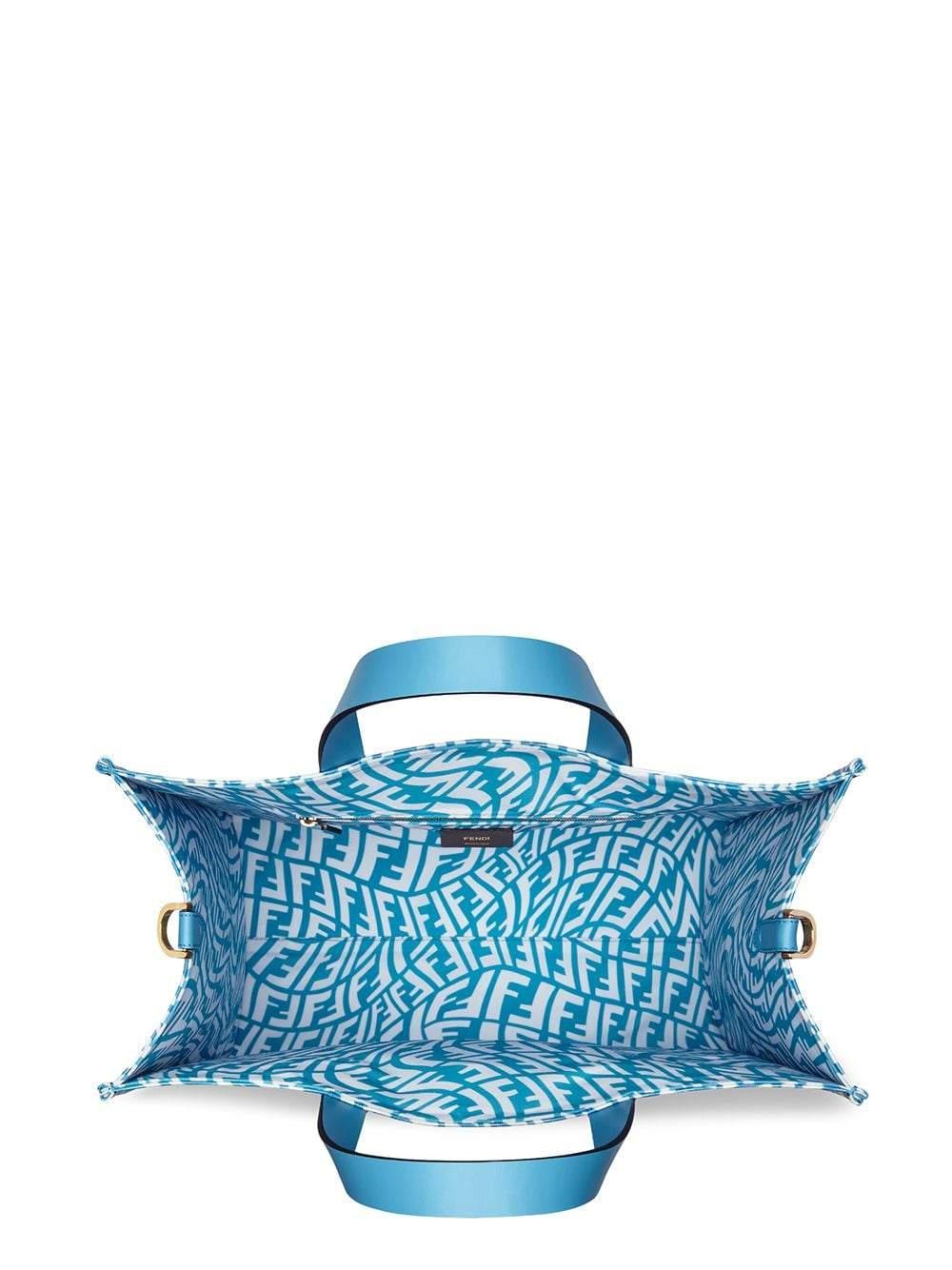 NWT FENDI medium flat pouch in FF vertigo logo canvas blue and