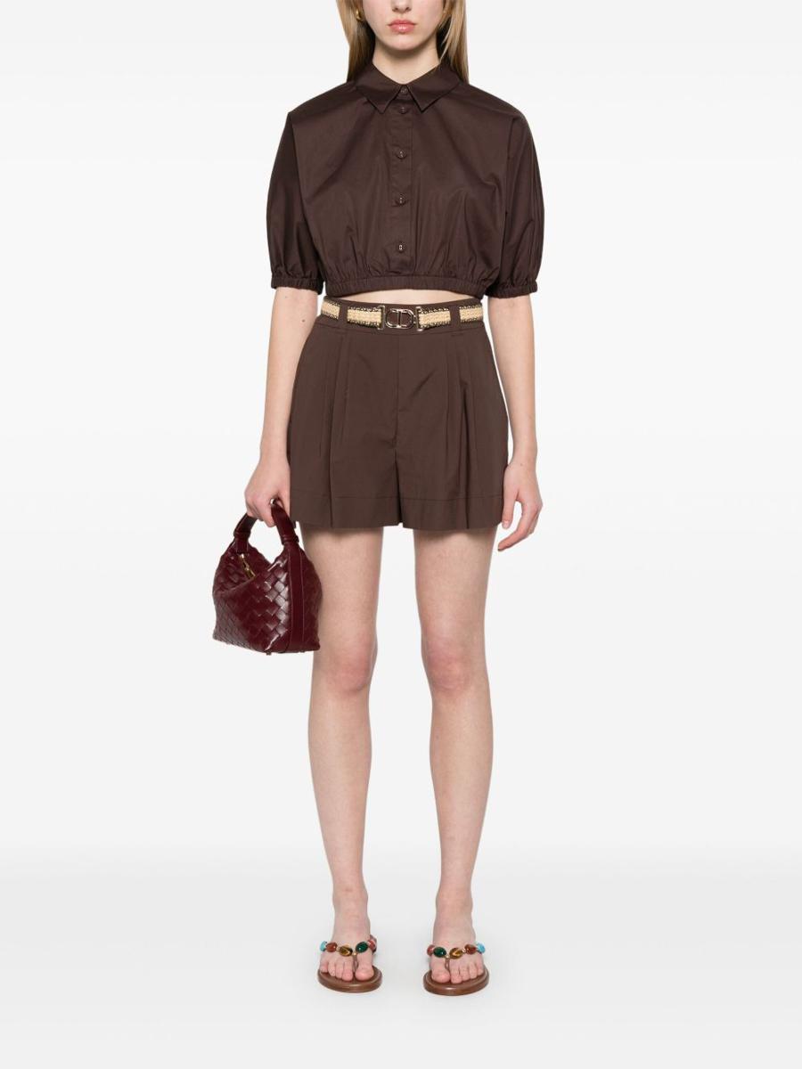 ショートパンツ TWINSET BROWN COTTON SHORTS Twinset Cotton Shorts In Brown With Belt Waist | Lyst
