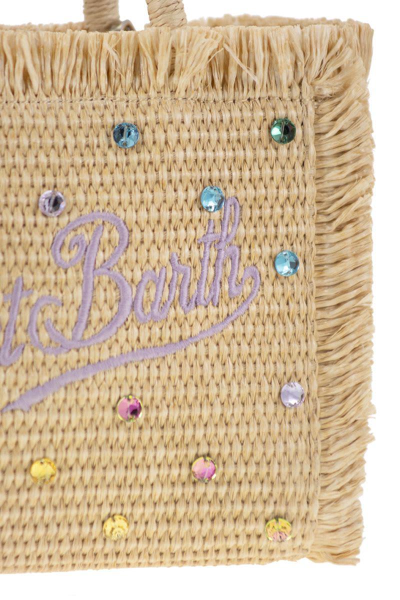 ハンドバッグ MC2 SAINT BARTH Vanity Mini Straw handbag with rhinestones Black Mini Vanity Straw bag with rhinestone embellishment