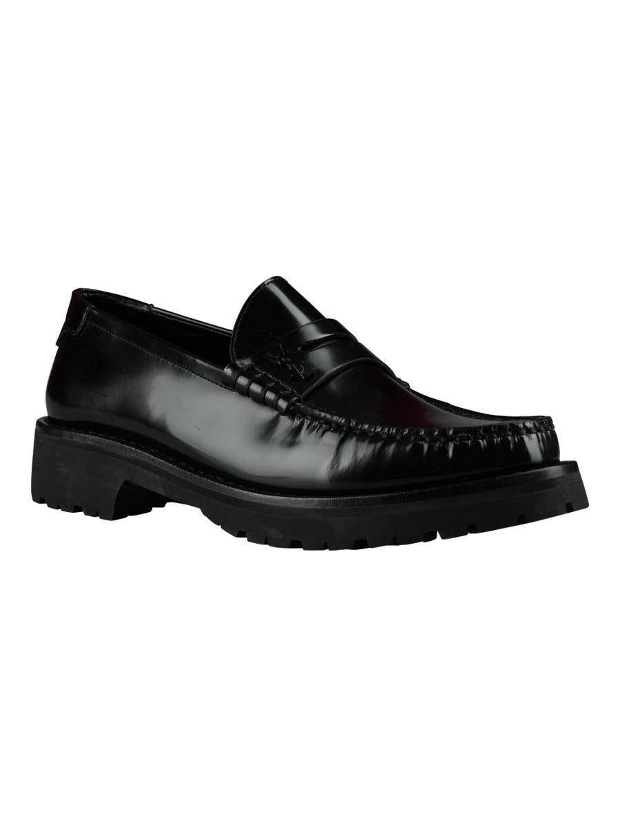 Saint Laurent Le Loafer high-shine finish flat shoes - Black