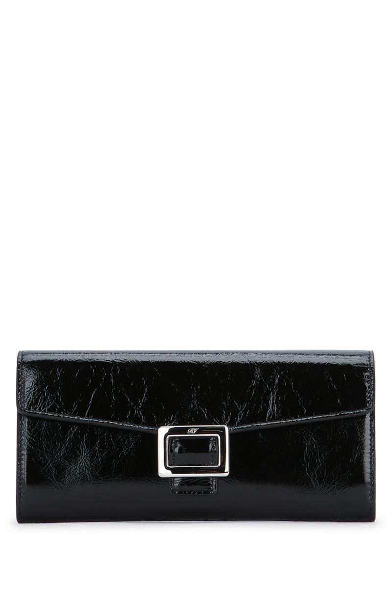 長財布 ROGER VIVIER BELLE VIVIER DARK VIOLET PATENT LEATHER WALLET Belle Vivier Wallet on chain in patent leather Burgundy