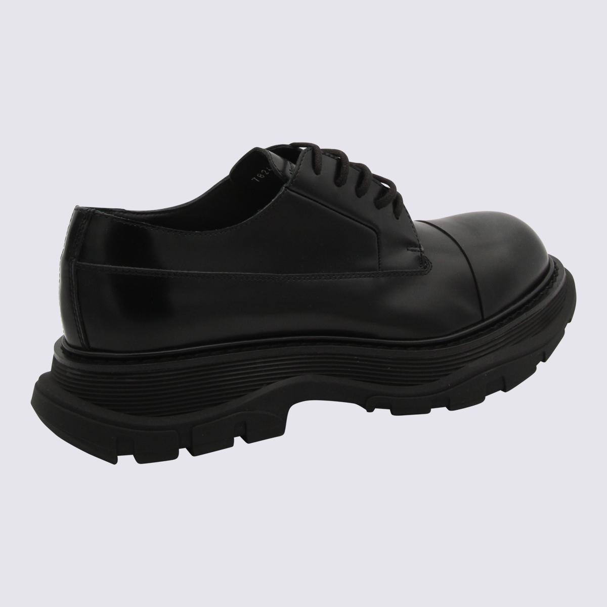Alexander McQueen Black Leather Tread Derby Shoes for Men Lyst