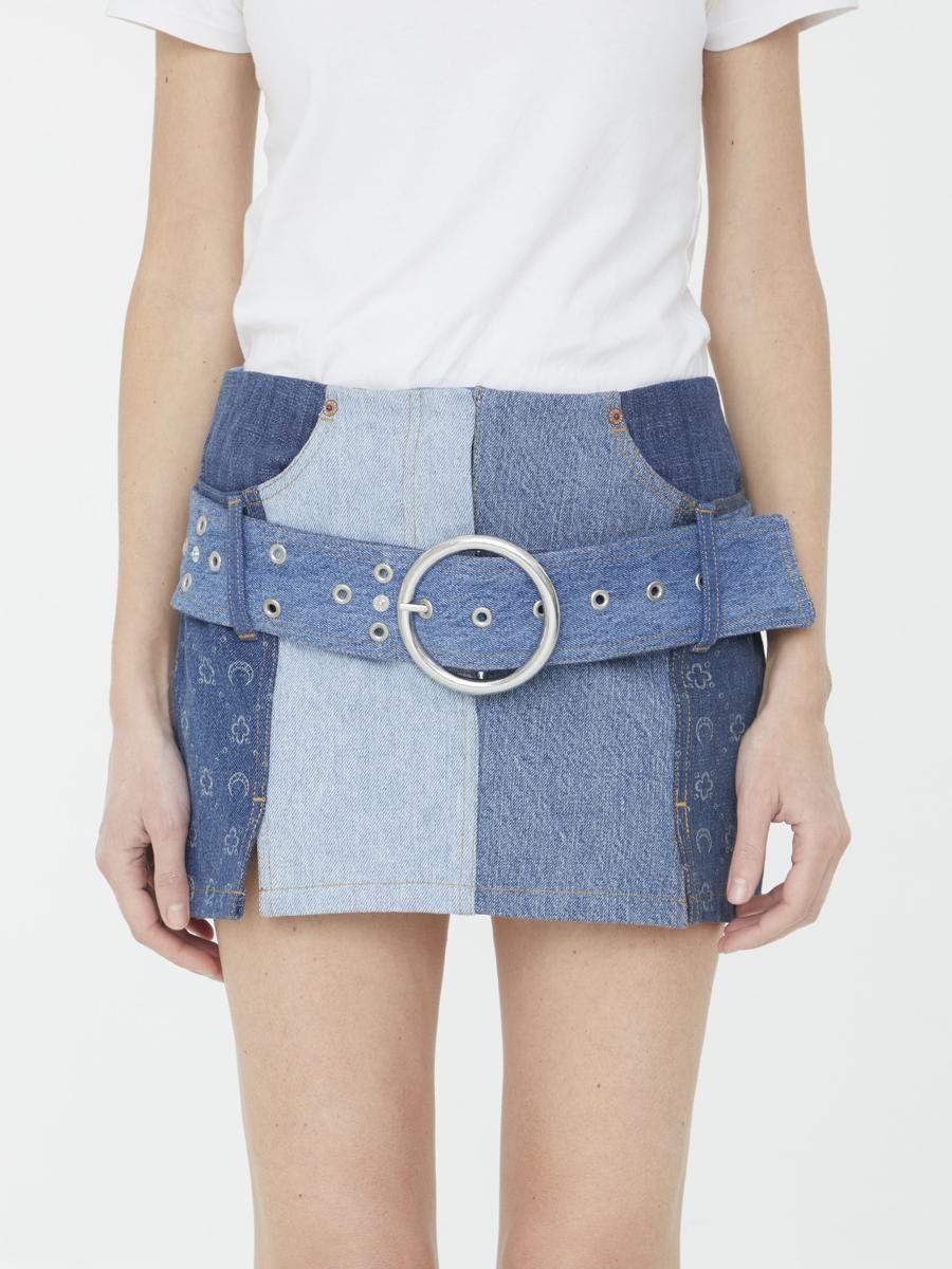 Marine Serre Moonogram Miniskirt in Blue | Lyst