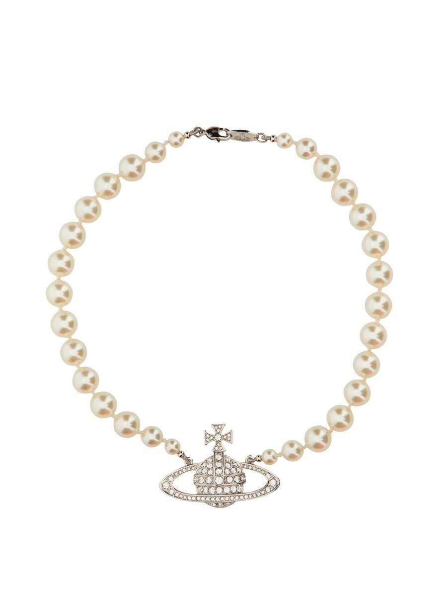 Vivienne Westwood Orb Logo Necklace in Metallic | Lyst
