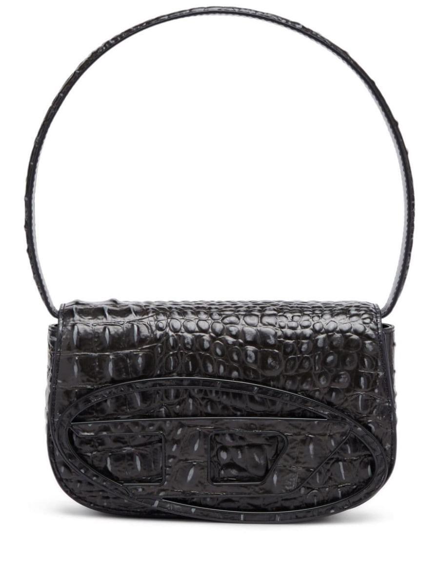 DIESEL 1dr Iconic Shoulder Bag In Croc print Leather Shoulder