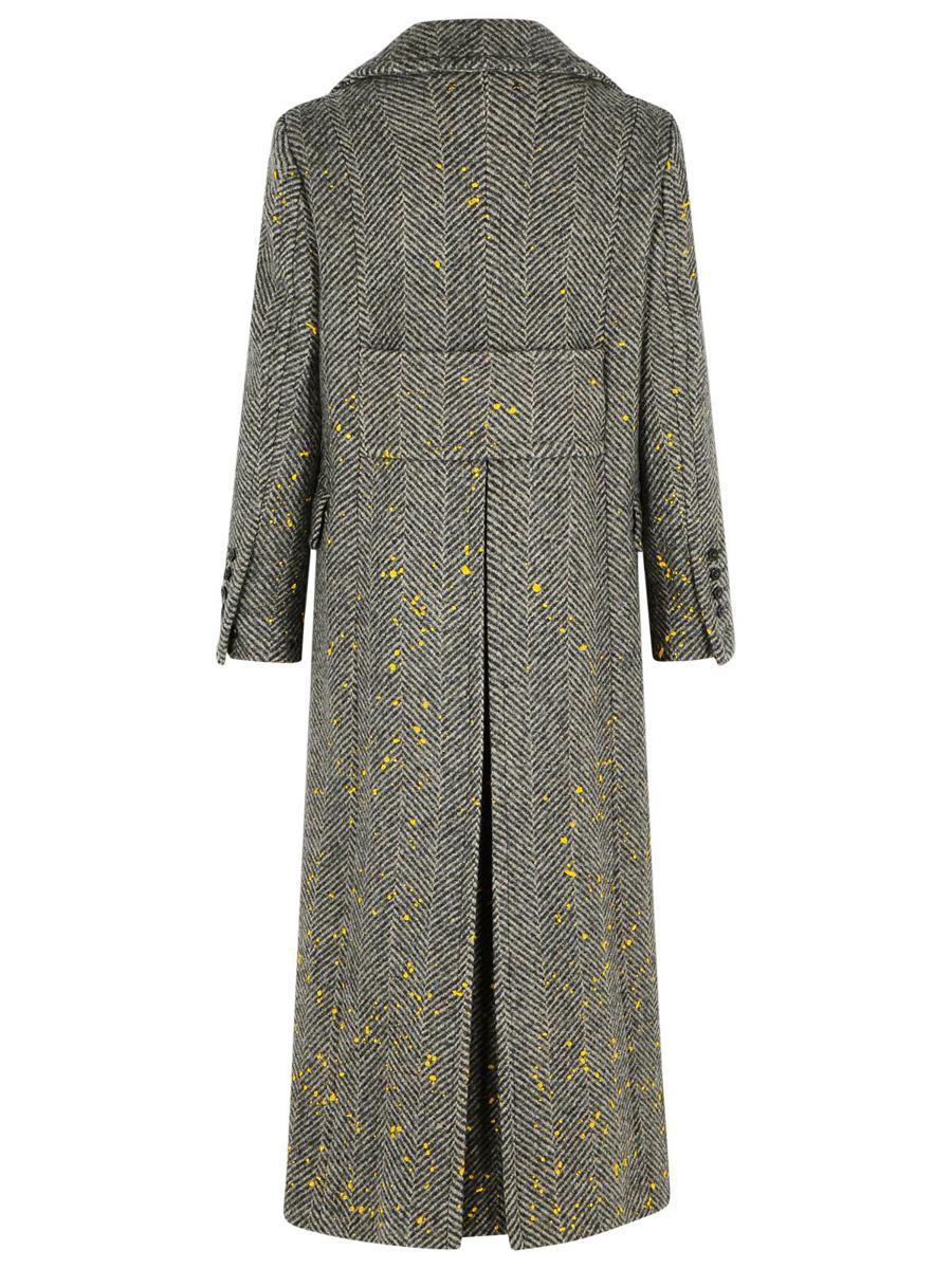 Golden Goose 'Herringbone' Long Coat With Virgin Wool Details in