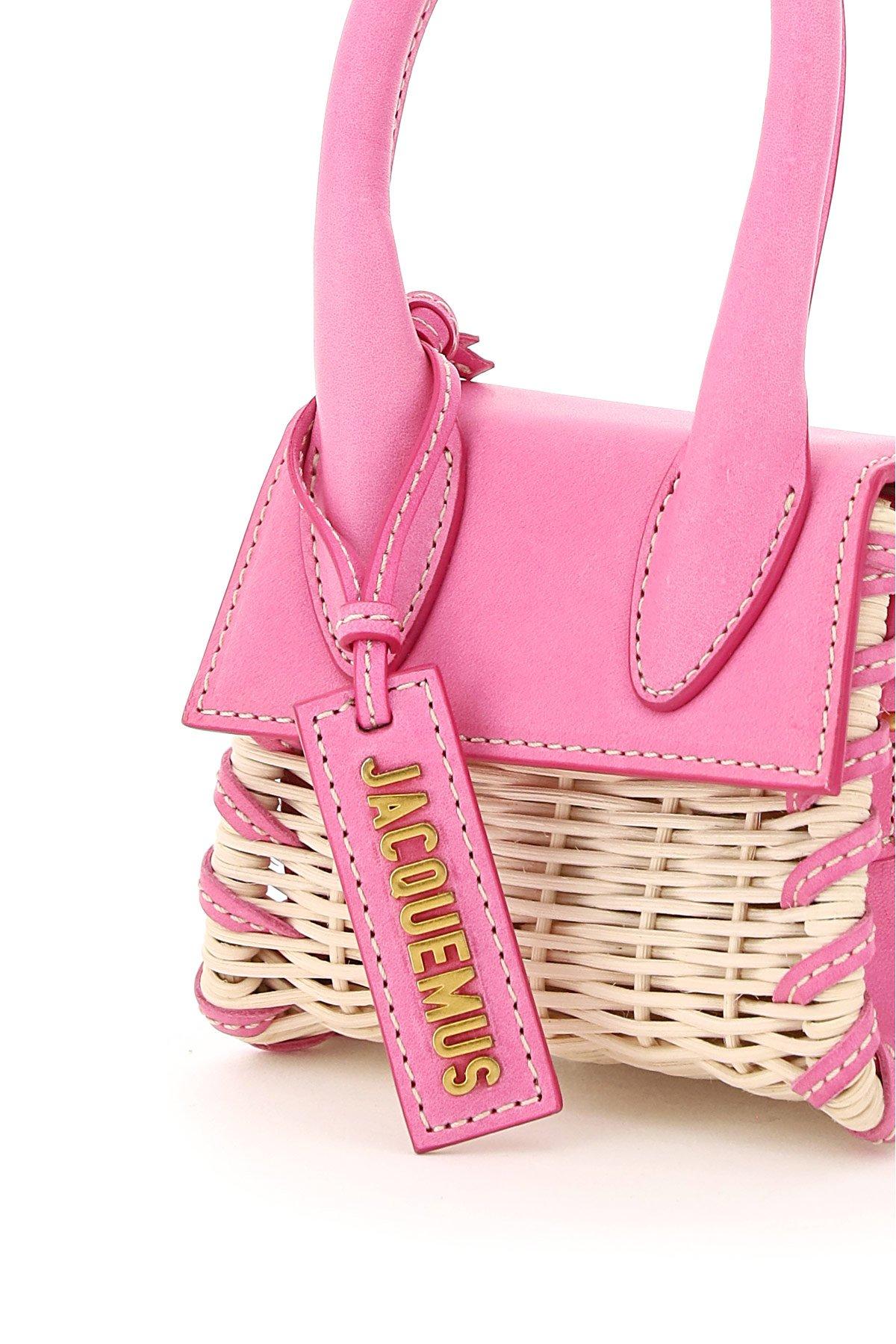 Jacquemus Le Chiquito Leather-trimmed Wicker Tote in Pink