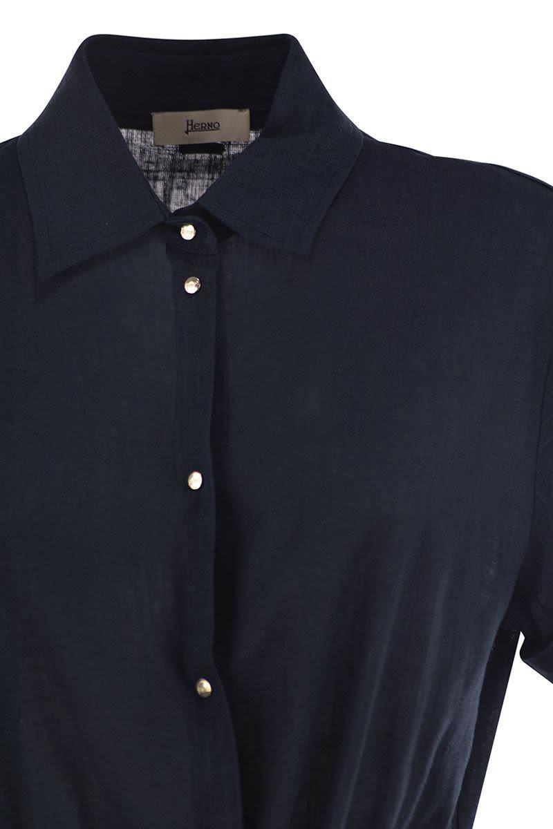 【関税＆送料込み】Herno Chemisier Jumpsuit With Drawstring Herno Chemisier Jumpsuit With Drawstring in Blue | Lyst