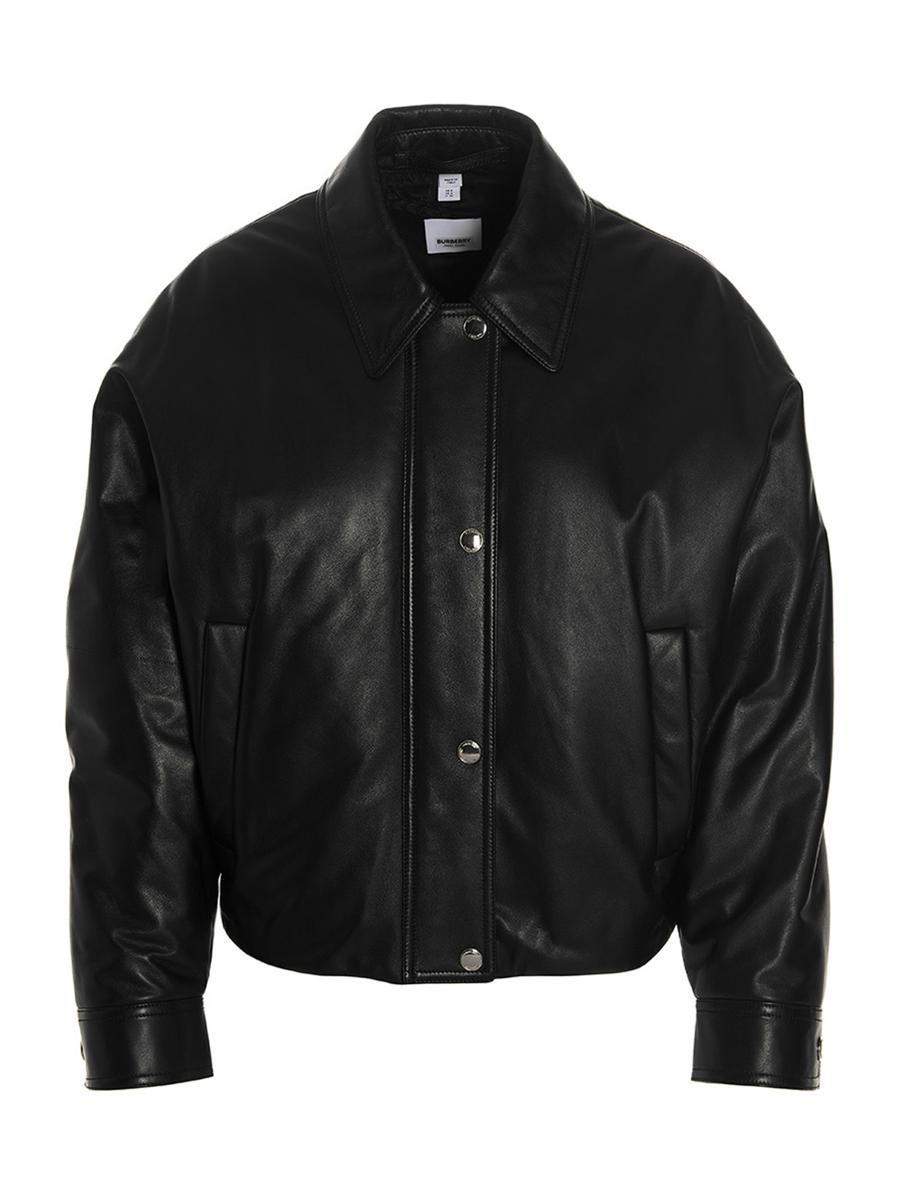 Burberry Equestrian Knight Leather Jacket in Black | Lyst