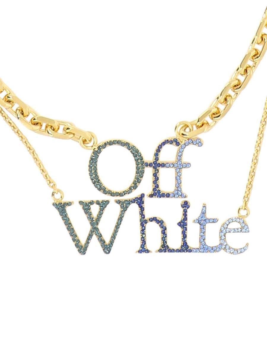 Off-White c/o Virgil Abloh logo Pavè Necklace in Metallic