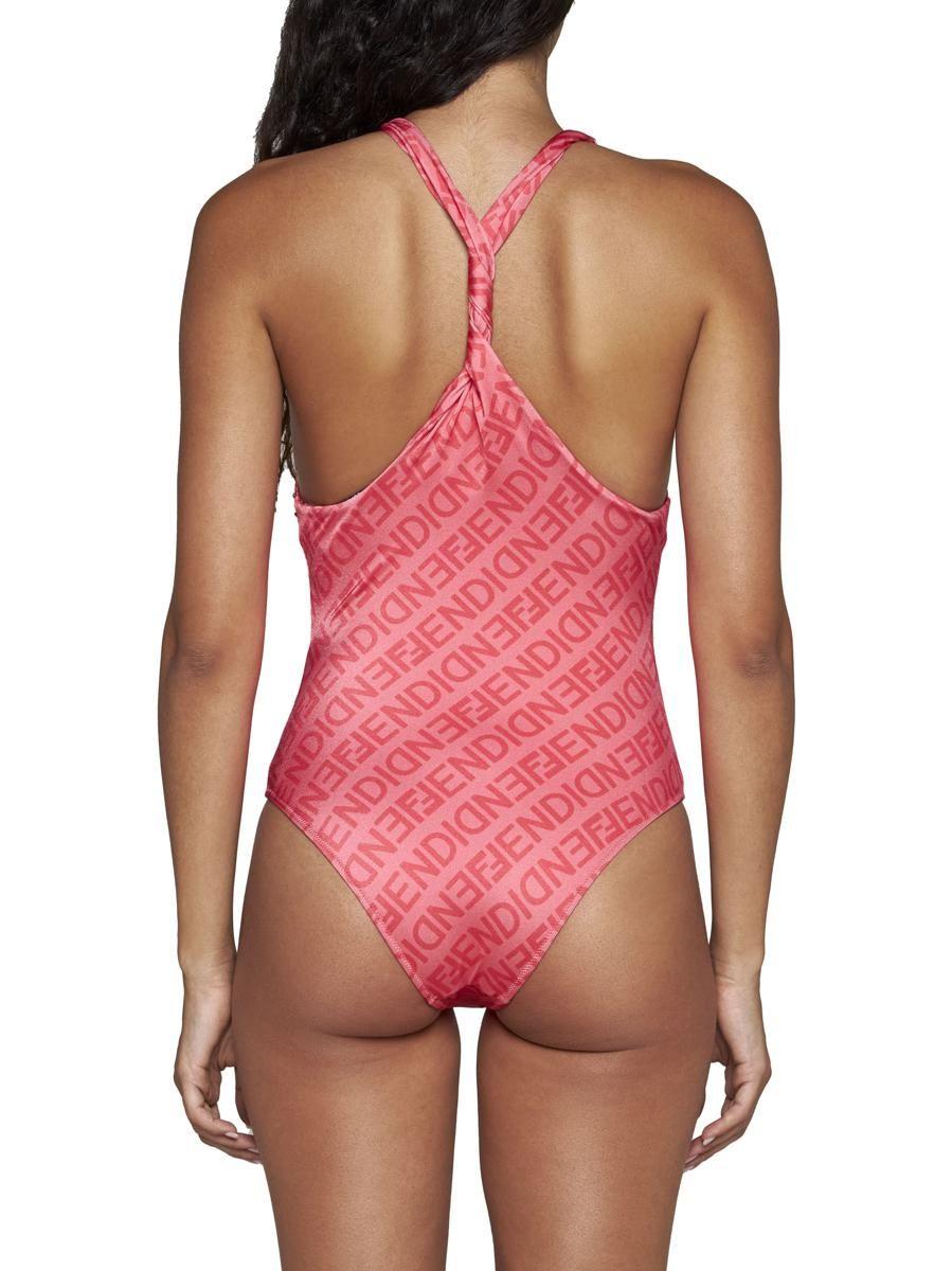 Fendi Prints On Monogram Swimsuit in Pink