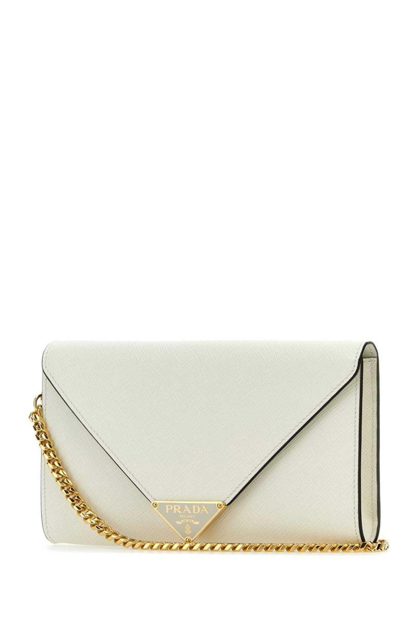 Prada Pattina Envelope Clutch In Calf Leather in White